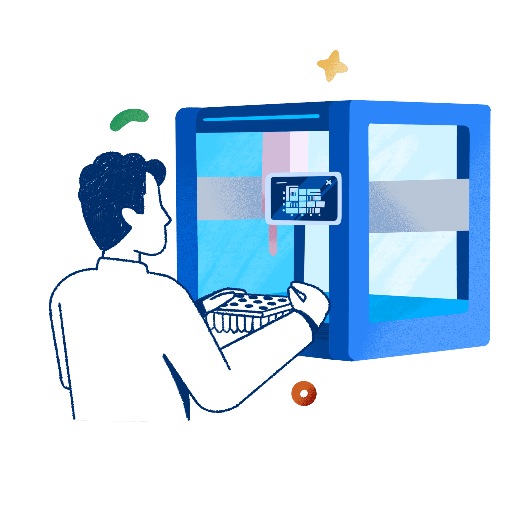Person adding labware to the deck